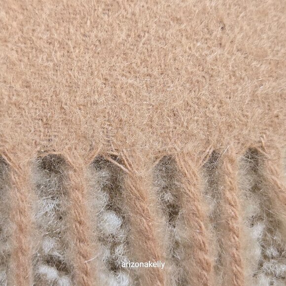 NWOT Tan Cashmere Scarf With Fringe - Picture 7 of 16